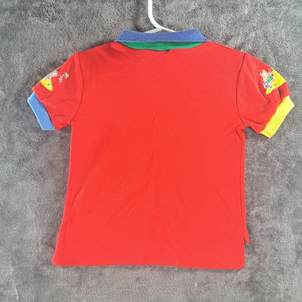 VTG OshKosh Bgosh Baby Boy Colorblock Beach Bear Polo Shirt 6-9M USA Kidcore